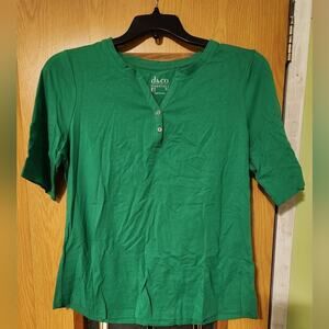 Denim And Co Essentials Perfect Jersey Split V-neck Top Size Medium nwot